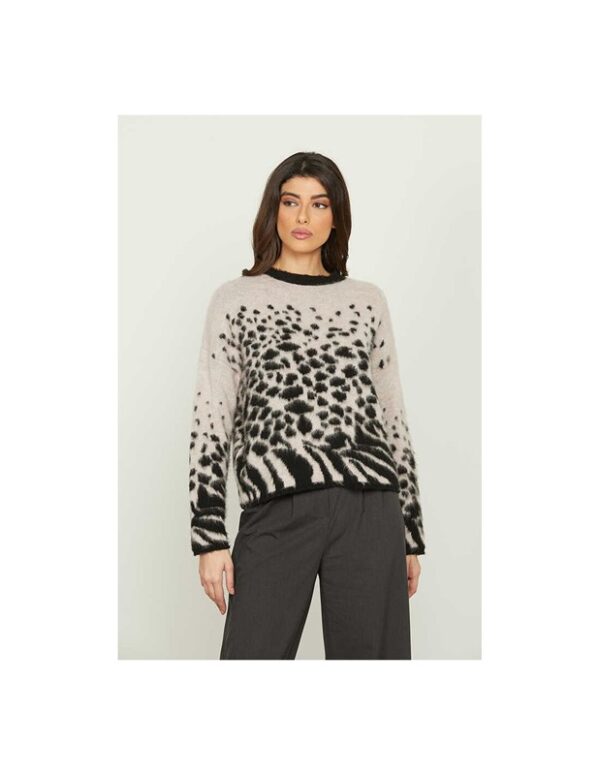 RELISH Maglia monte m/l spalla scesa maculato