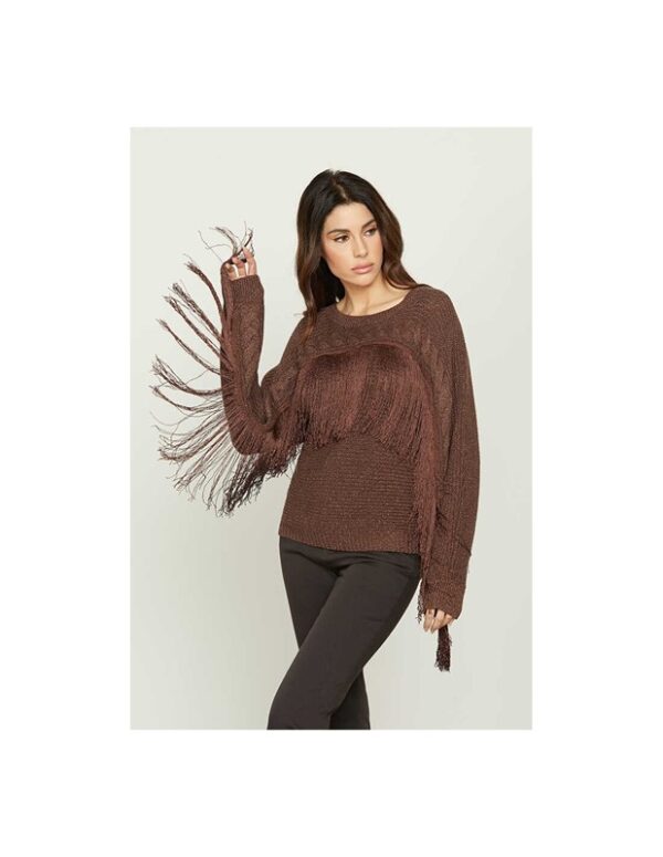 RELISH Maglia roberta con trecce frange