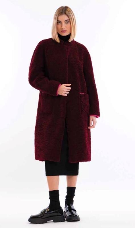 MONTEREGGI Cappotto ecomontone reversibile con profili a contrasto