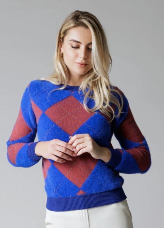 WHITE WISE Girocollo lavorazione rombi