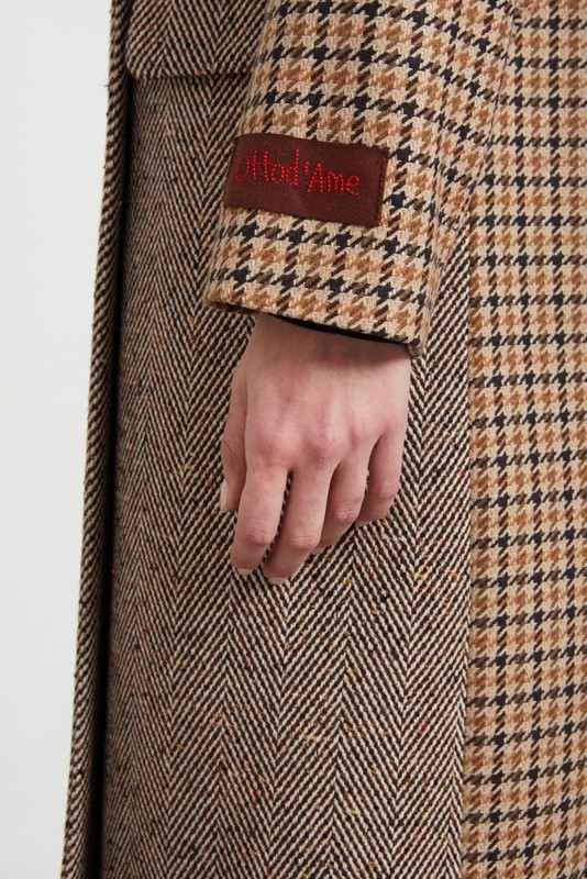 OTTOD'AME Cappotto in misto lana con manica a contrasto