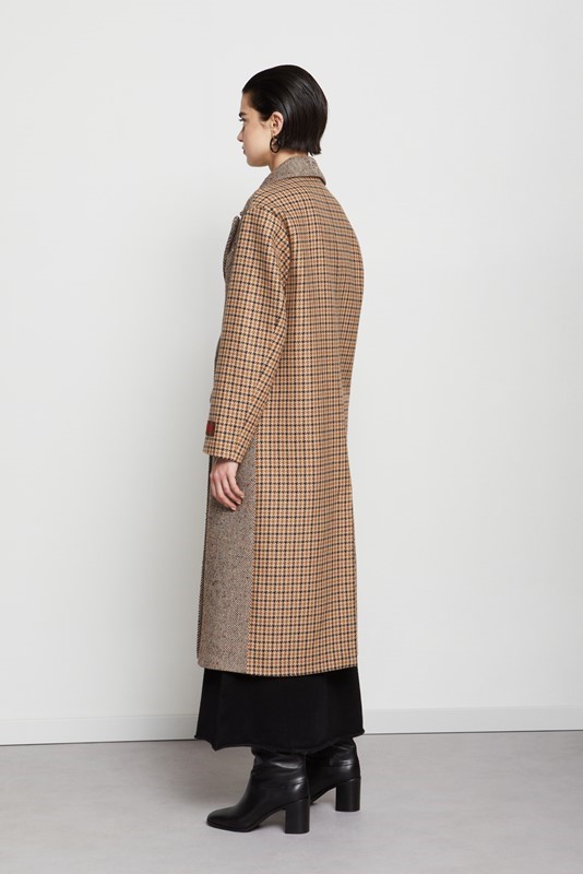 OTTOD'AME Cappotto in misto lana con manica a contrasto