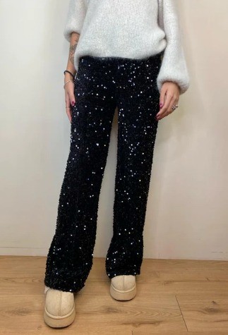 SPAZIO SAND Pantaloni velluto e paillettes