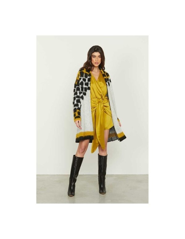 RELISH Cardigan genoveffa lungo jacquard maculato