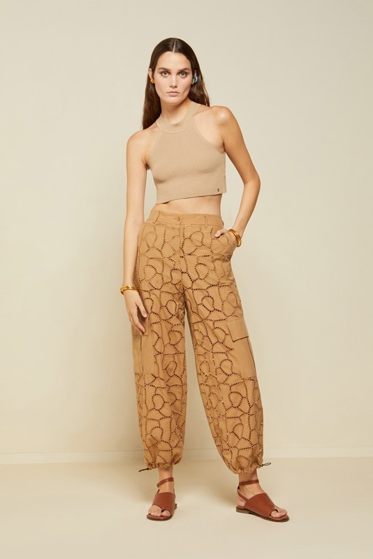 OTTOD'AME Pantalone cargo in sangallo