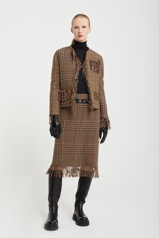 OTTOD'AME Giacca tartan con frange