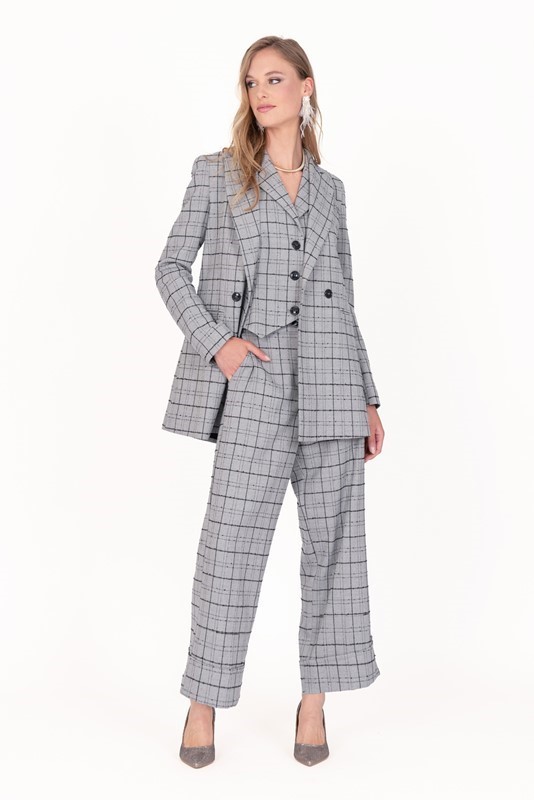 SISTE'S Pantalone check con risvolto