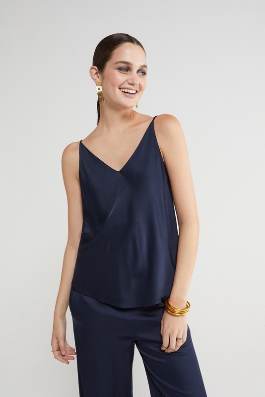 OTTOD'AME Top fluido in pura viscosa con spalline sottili