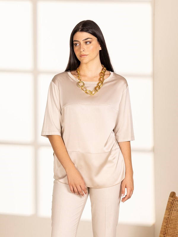 LIZALÙ Maglia collo glitter manica tre quarti