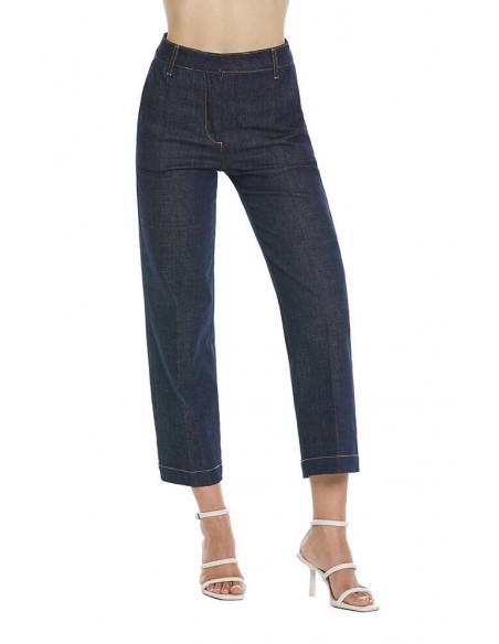 RELISH Pantalone vita alta c/patte e bottoni