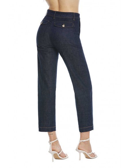 RELISH Pantalone vita alta c/patte e bottoni