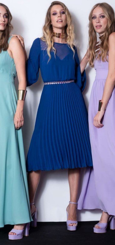 EDAS Abito midi con tulle doppia georgette