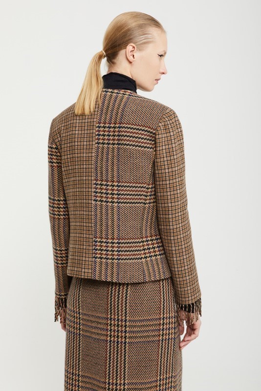 OTTOD'AME Giacca tartan con frange
