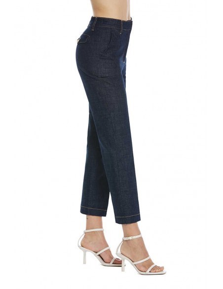 RELISH Pantalone vita alta c/patte e bottoni