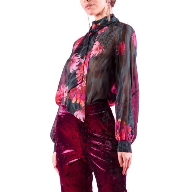 NUALY Camicia con fiocco