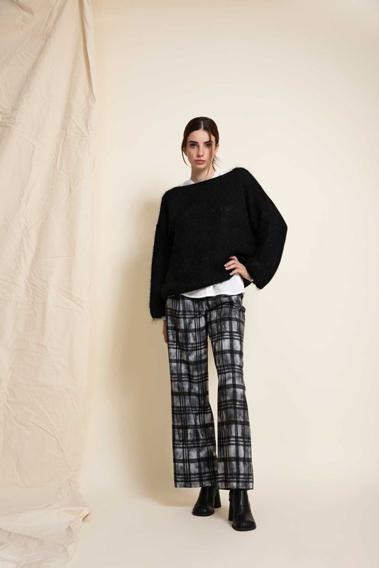 PEPE ROSA Pantalone con pence a palazzo