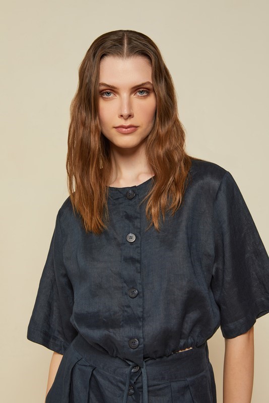 OTTOD'AME Camicia in lino con coulisse