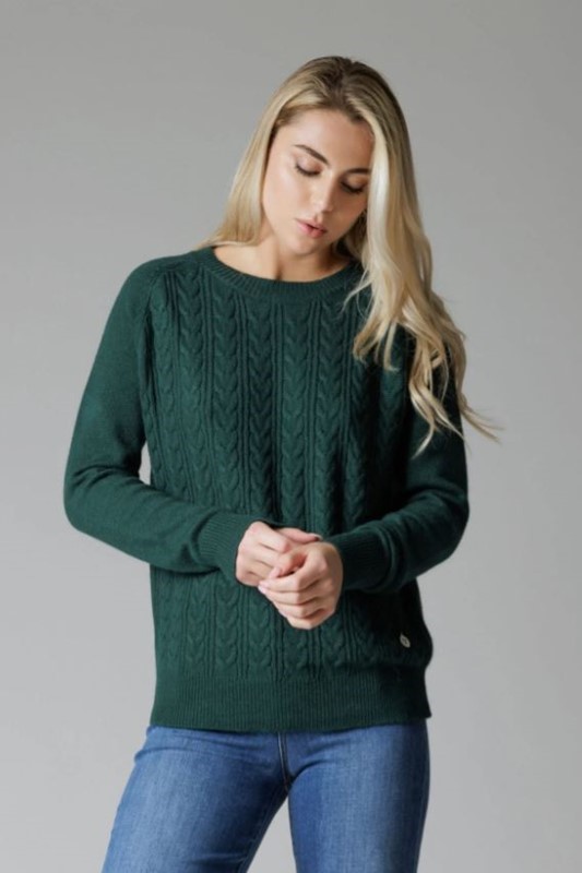 WHITE WISE Girocollo lav. trecce in mistolana