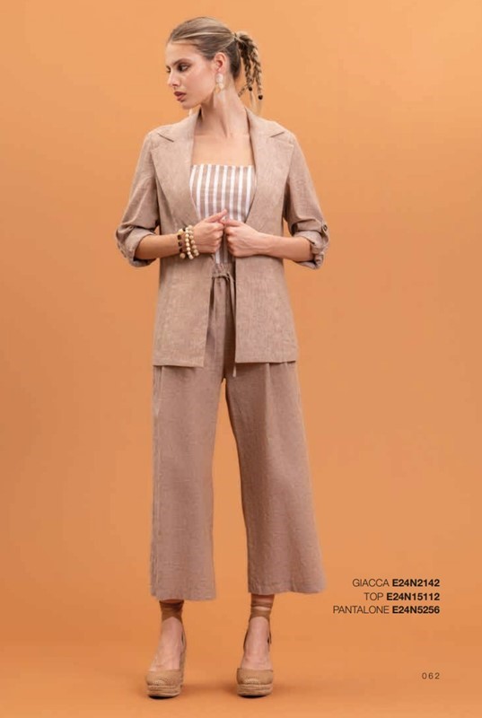 NUALY Pantalone barrel in lino