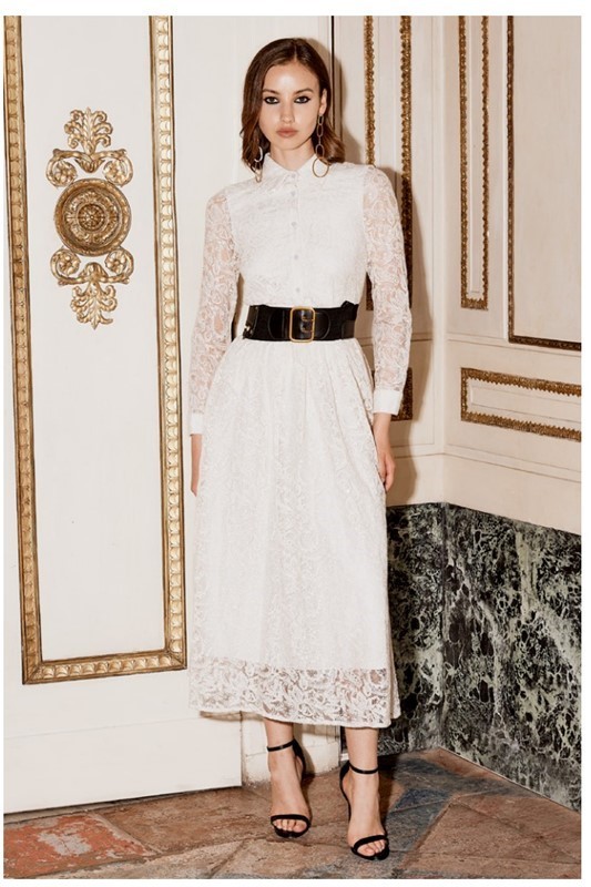 TRASH AND LUXURY Abito midi in pizzo con il colletto