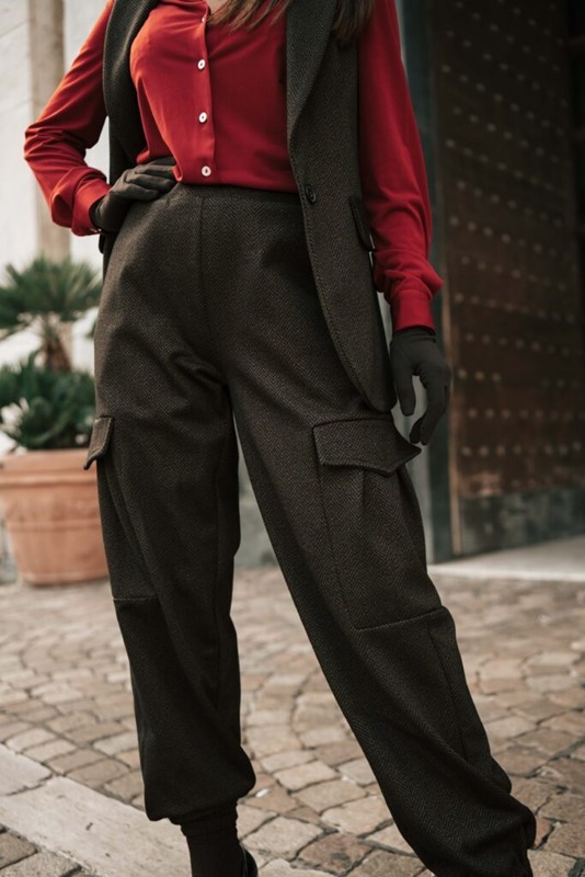 SPAGO DONNA Pantalone con elastico caviglia