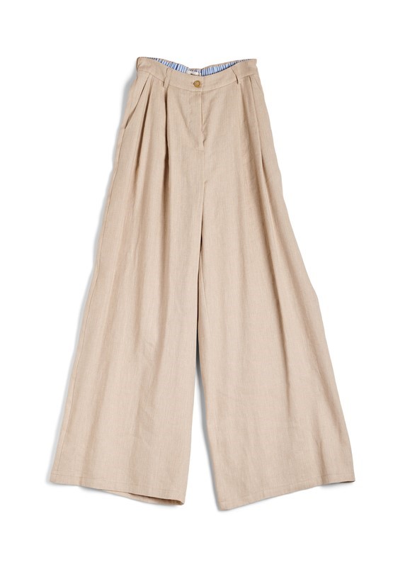 B.YU Pantalone a palazzo in lino