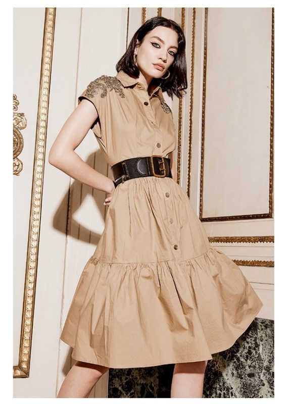 TRASH AND LUXURY Abito con bottoni oro e inserto sulle spalle