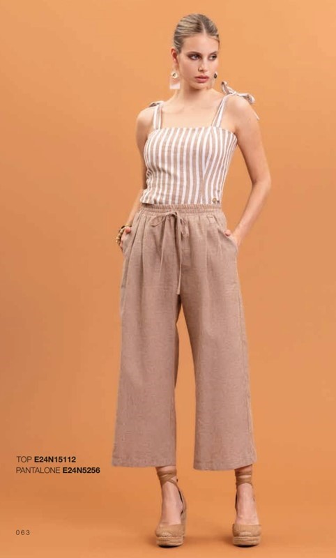 NUALY Pantalone barrel in lino
