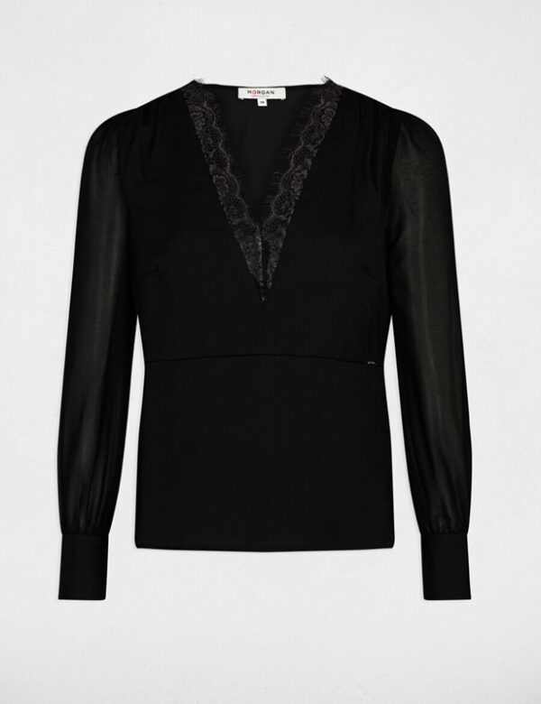 MORGAN Blusa scollo v con pizzo
