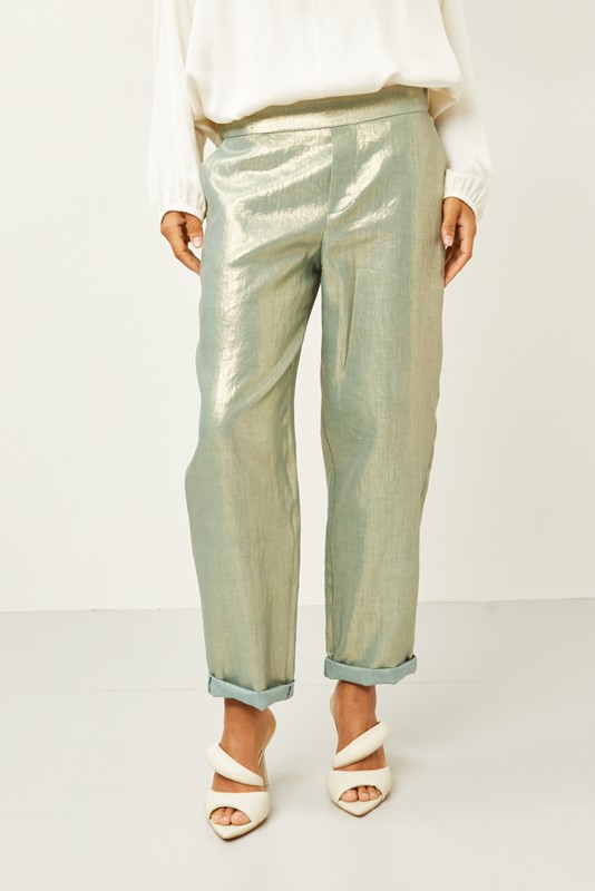 SOUVENIR Pantalone tessuto spalmato oro