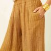 SOUVENIR Pantalone gessato con elastico in vita