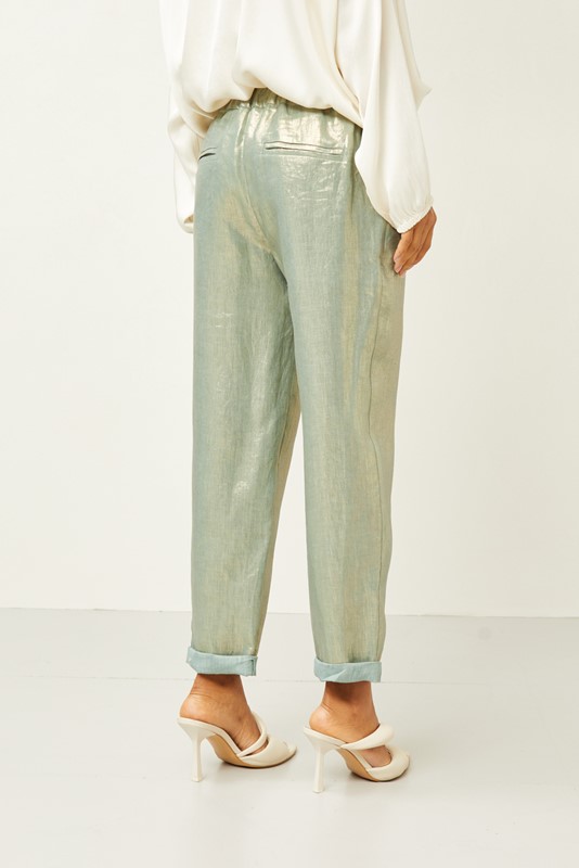 SOUVENIR Pantalone tessuto spalmato oro