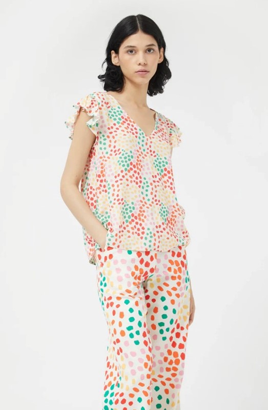 COMPAGNIA FANTASTICA Blusa v con volant sulla spalla