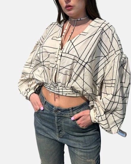 SOUVENIR Camicia ricamata ad incrocio con accessorio
