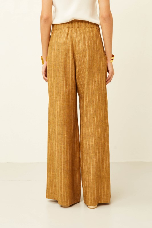 SOUVENIR Pantalone gessato con elastico in vita