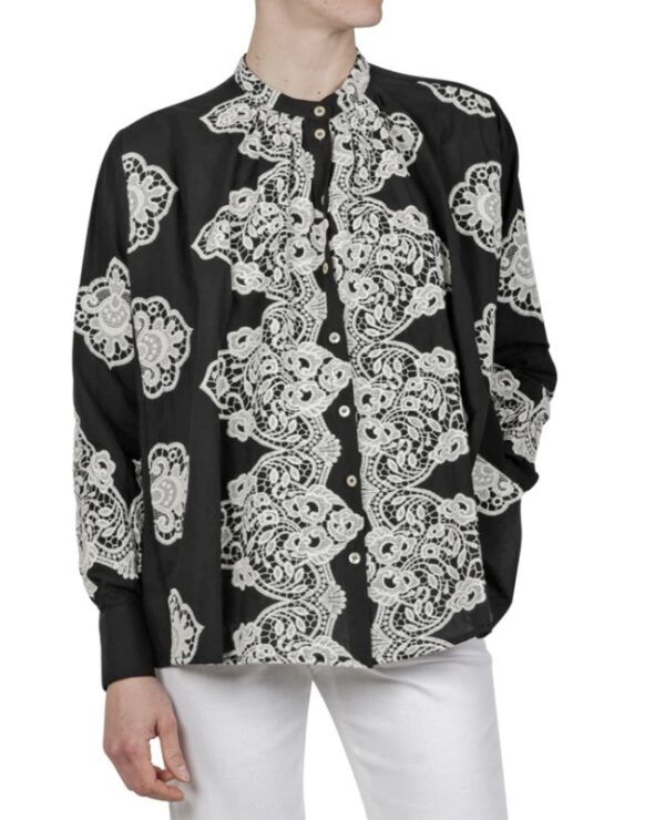 SOUVENIR Camicia ricamo bicolore