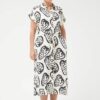COMPAGNIA FANTASTICA Abito midi camicia bianco con stampa fragole