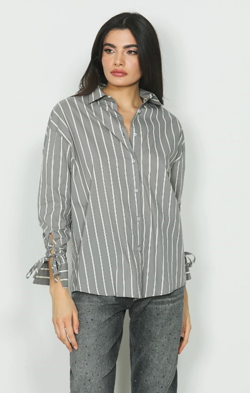RELISH Camicia righe con fettucce nei polsi
