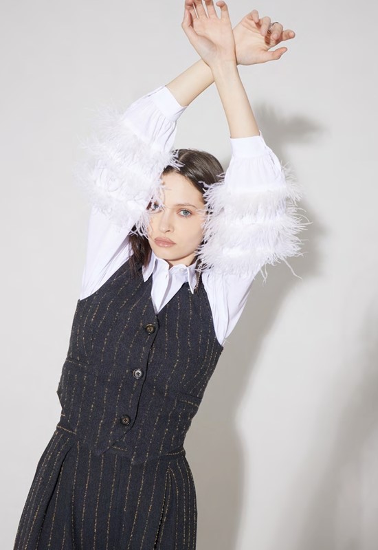 OVER-D WOMAN Gilet gessato regolabile
