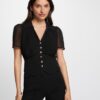 MORGAN Blusa corta con dettaglio bottoni oro e zip laterale