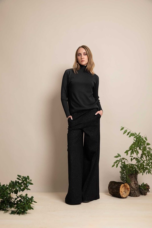 PEPE ROSA Pantalone a palazzo con glitter