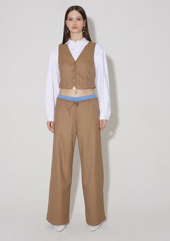 OVER-D WOMAN Pantalone a palazzo con elastico in vita