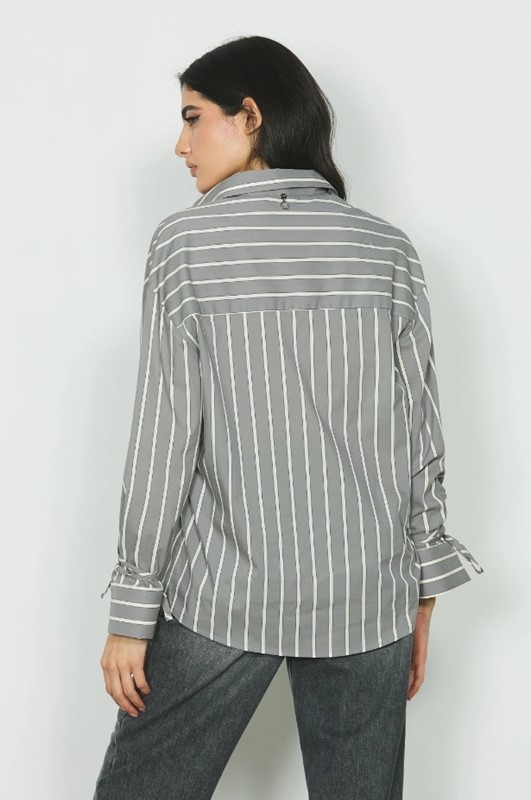 RELISH Camicia righe con fettucce nei polsi