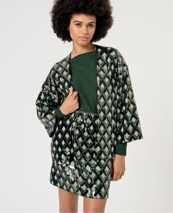 SURKANA Giacca oversize aperta stile kimono in paillettes