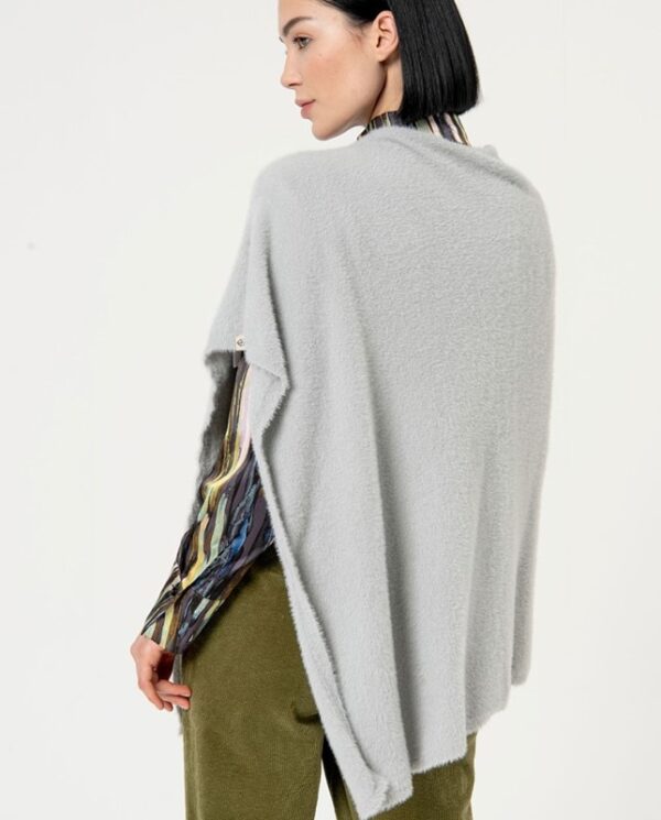 SURKANA Poncho a maglia liscia con pelliccia