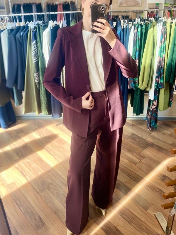 SPAGO DONNA Pantalone ampio con pence e bottone