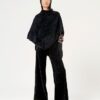 SURKANA Poncho a maglia liscia con pelliccia