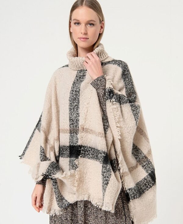 SURKANA Poncho a collo alto a quadri