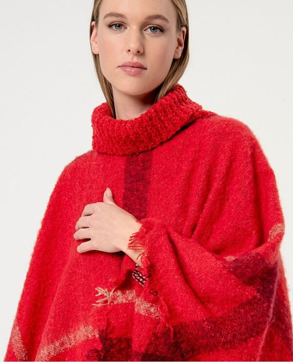 SURKANA Poncho a collo alto a quadri
