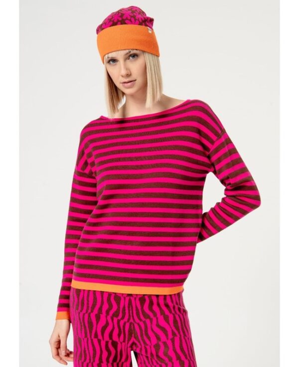 SURKANA Maglia jacquard a righe scollo a barchetta